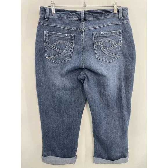 Nine West Eastend Capri Jeans Cropped Roll Cuff Denim Womens 12 - Picture 2 of 12